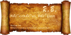 Ráczkövi Bálint névjegykártya